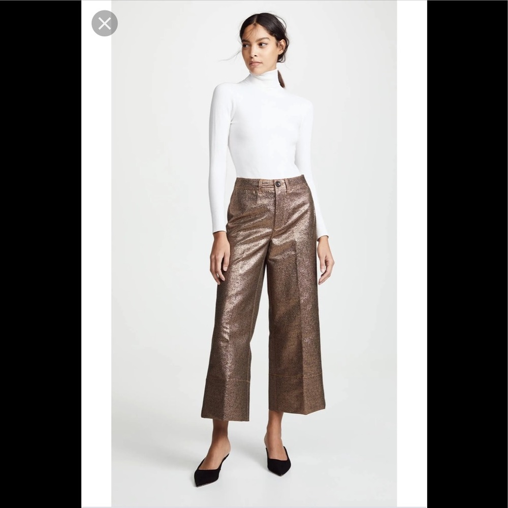 Madewell Slim Emmett Wide-Leg Crop Pants in Metallic